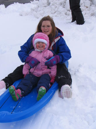 Mommy & Madison sledding at Lackey!!!