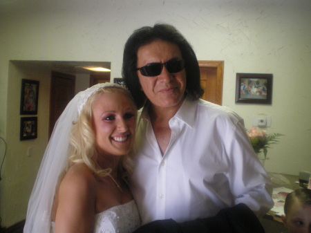 Jenni and Gene Simmons at her wedding