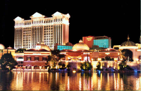 Bellagio Hotel pool with Caesar's Palace in background