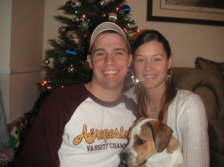 My husband, Sim, and I with our dog Peanut