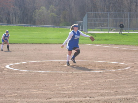 Ashley pitching for Middle School in 8th grade.