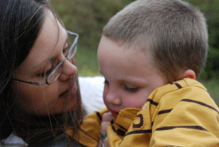 Mommy and Sky at a birthday party