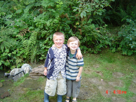 Liam and Cousin Aiden by the pond