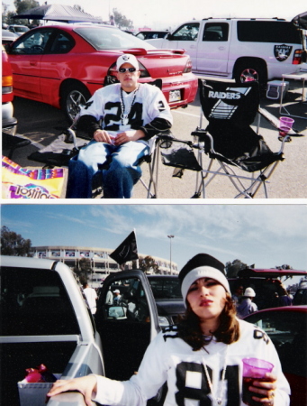 me and my wife at raider game