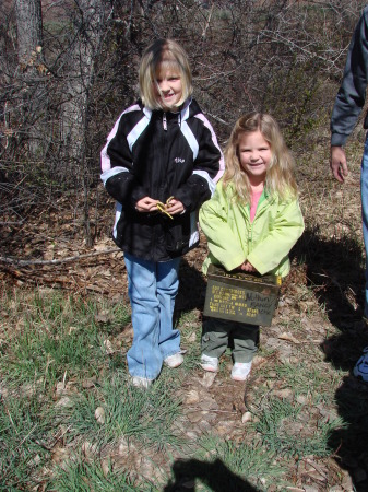 Kathryn & Natalie geocaching in Boulder, CO in March.