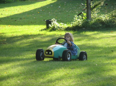 Maddie drives her go-kart