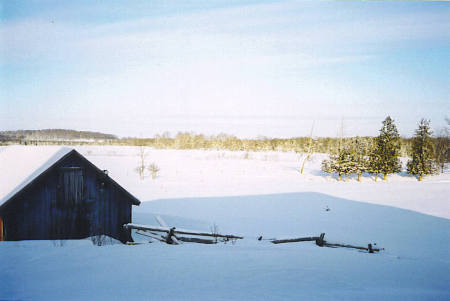 View northwest from farm barnyard