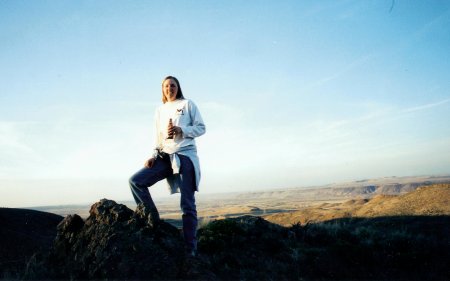 Hiking around...with a beer... in Owyhee County.