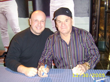 With Pete Rose during a signing session