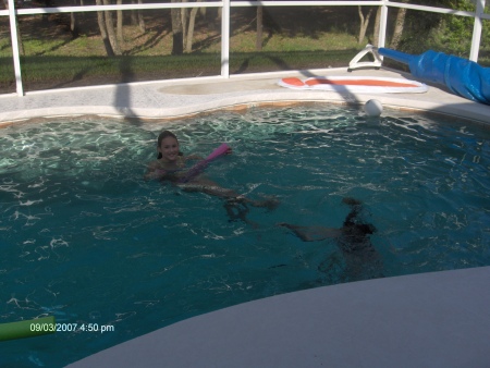 Alli & friend in the pool