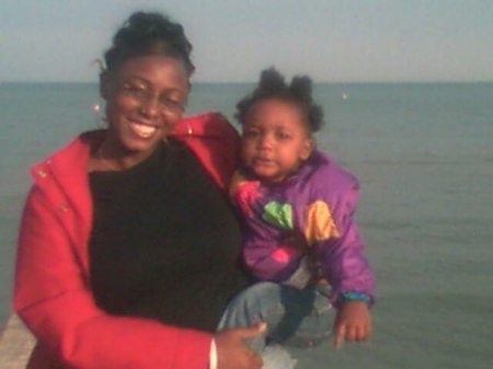 Me and La'shawn, one of my godchildren, in Chicago by Lake Michigan. She's 1 and a half on here.