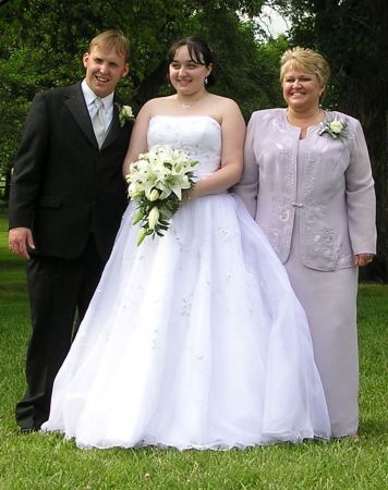My son, Casey and his new wife Sara with me