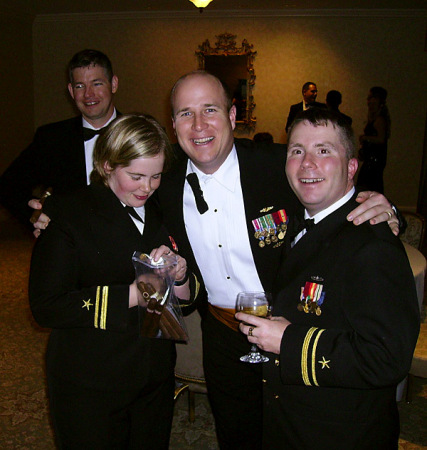 Leah, Mark, and Kenny at a Navy Formal Dinner