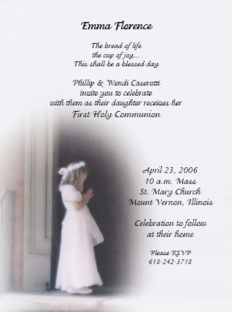 Emmas First Communion Invitation