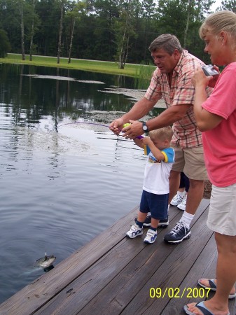 Grandson Austin reeling in a fish