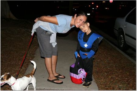 Mom and scary ninja, Dax!