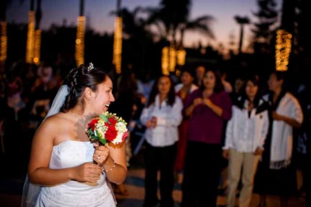 Tossing the bouquet