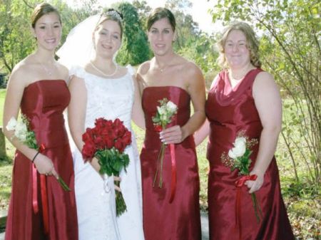 our daughters-the Bride, and Bridesmaid - our 12 yr old, to the left of the Bride