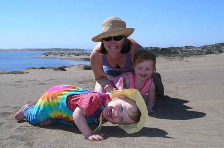 Sari, Emma and Joshua at Abbotts Lagoon, Pt Reyes