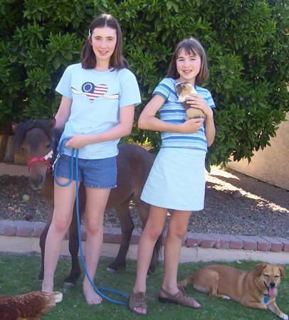 Lindsay & Kayla with their pets