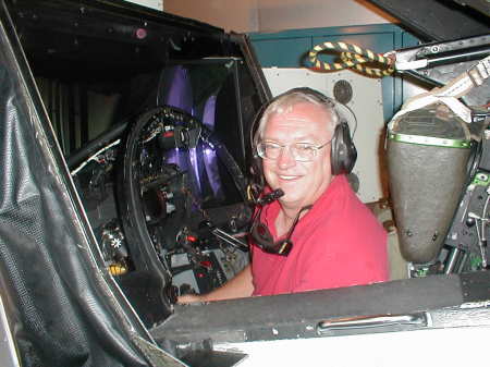 At the controls of an F-4 Flight Simulator