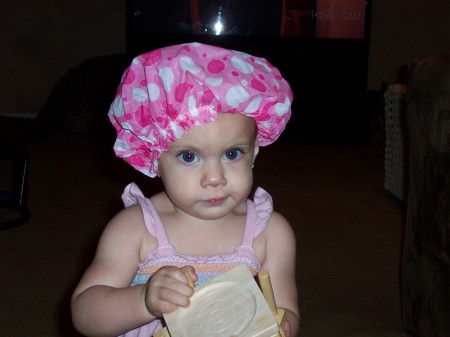 My Grand Daughter Hailey w/ shower cap on
