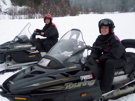 Melissa and I Snowmobiling in Leavenworth, Washington
