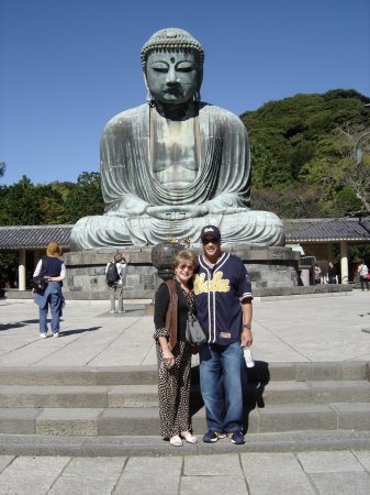 My mom and me at the Big Buddah in Kamakura, Japan