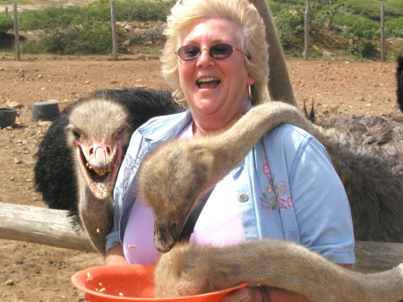 Penny with Ostriches Aruba 2005