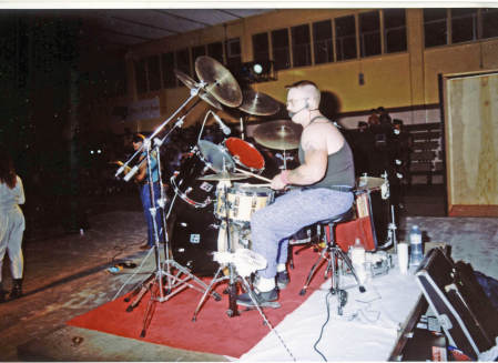 mitch on drums Italy, Sicily 1991