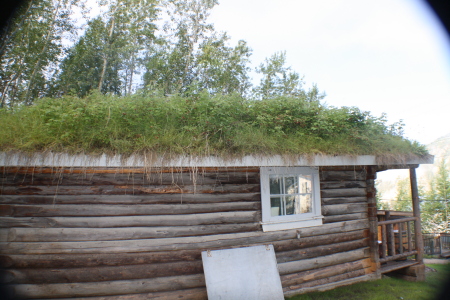 Side view of the Robert Service Cabin