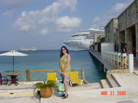 Wife (Angel) on the pier in Cozumel, Mexico