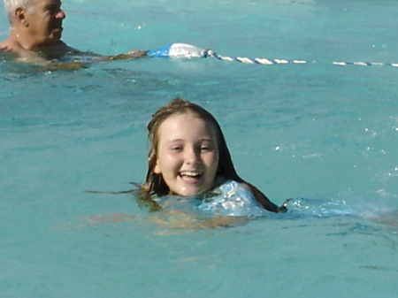 Corrine swimming on vacation