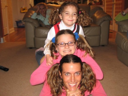 Pig tail totem pole with my neices!