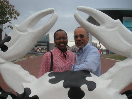 With husband [Mickey] at Baltimore's Inner Harbor