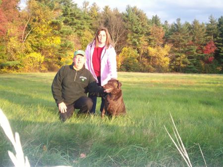 My Wife and I and our Choc Lab Sadie
