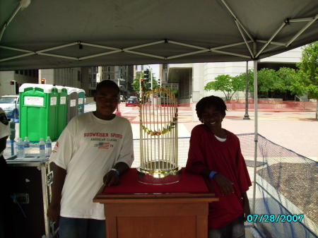 THE BOY WITH STL WORLD SERIES TROPHY