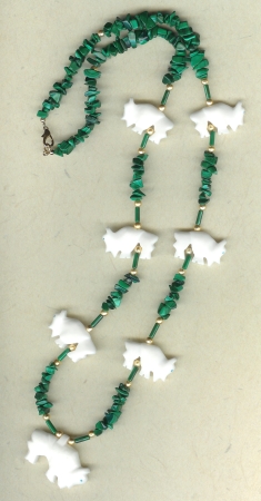 Malachite and Alabaster Buffalo Necklace