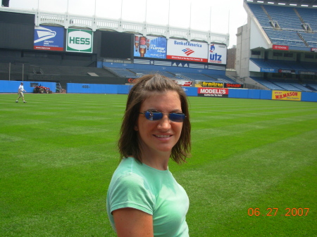 My gal, Kerri on the field at Yankee Stadium