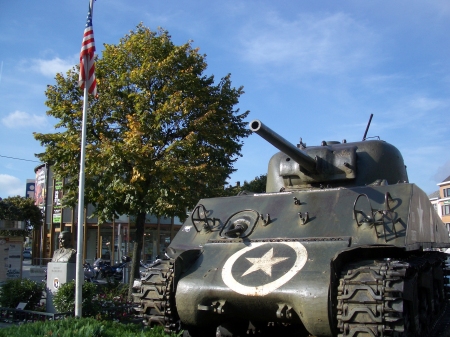 Sherman tank in Bastogne, Belgium