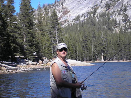 Fishing at Tioga Lake in Yosemite Park