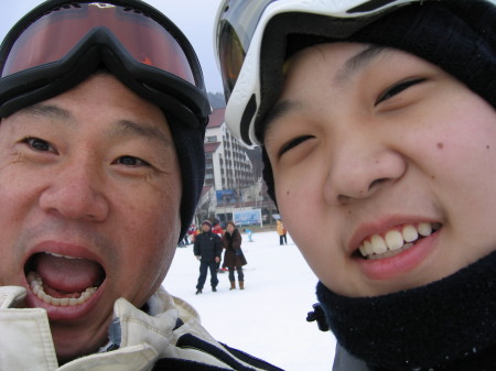 snowboarding with my son Eric