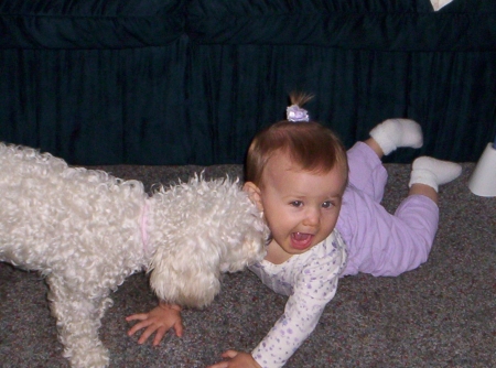 Autumn and our poodle Cherie