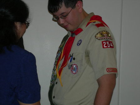 Andy receiving Eagle rank