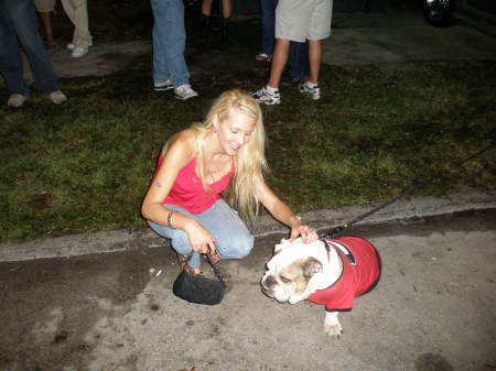 Sharon and the University of GA mascot Uga.