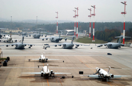 Ramstein Air Base, Germany 1973, Our C141'S are waiting to take us back to Ft. Hood TX.. Not all of the C141'S could fit in this picture?(Awesome site of Awesome Power)