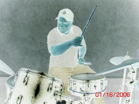 Pictured at the Drums Negative Photo Style