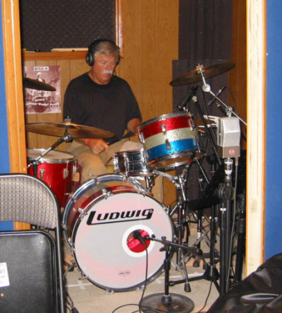 Larry playing in the studio