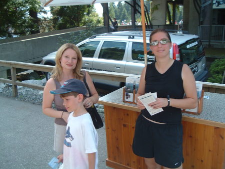 getting ready to go up Grouse Mtn. in the tram