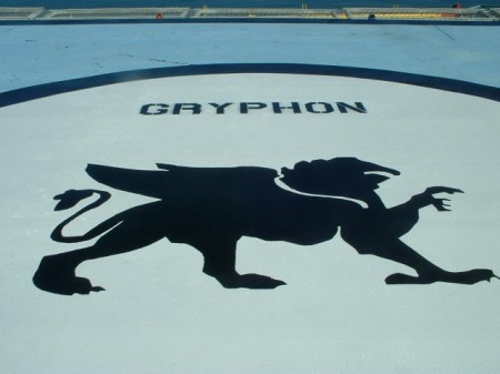 Gryphon logo on helipad